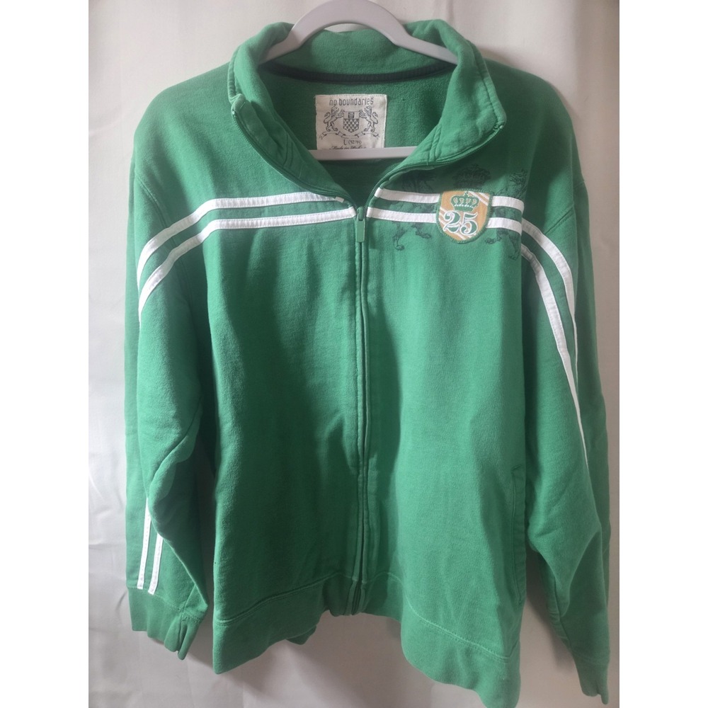 Y2K Vintage No Boundaries Green Track Jacket Full Zip Mens Sz L